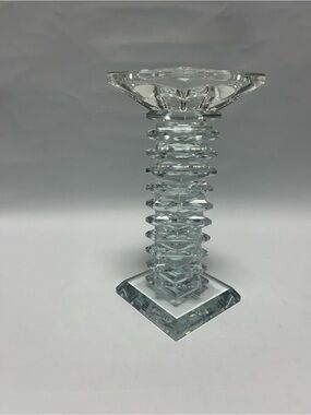 Tizo Design Clear Crystal Faceted Candlestick Holder